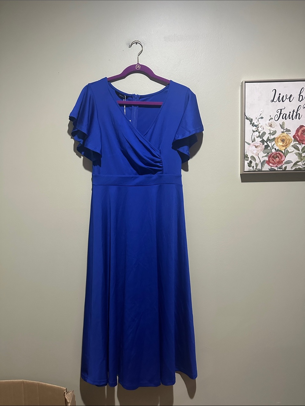 🎆Flutter-Sleeve Midi Dress in Royal Blue